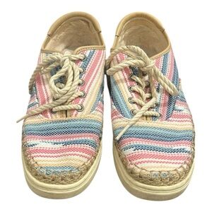 UGG Striped Pastel Knit Espadrille Sneakers Bohemian Lace Up Shoe Women size 7.5